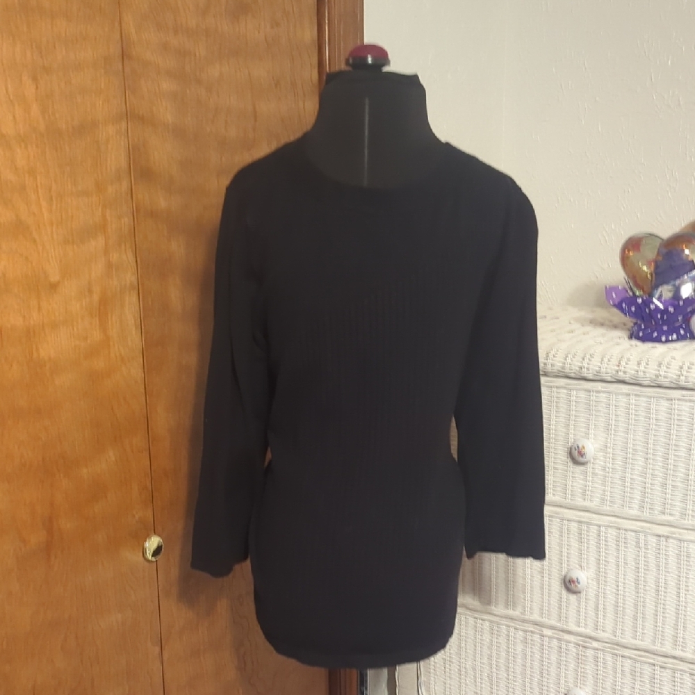 Apt. 9 Black Long-Sleeve Crew Top